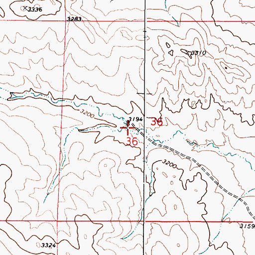 Topographic Map of 01S50E36BDCD01 Well, MT
