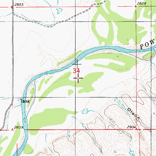 Topographic Map of 01S53E34CBCD01 Well, MT