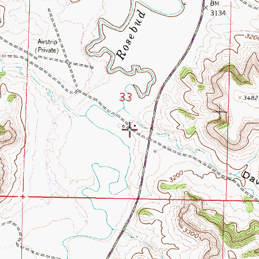 Topographic Map of 01S41E33DBBC01 Well, MT