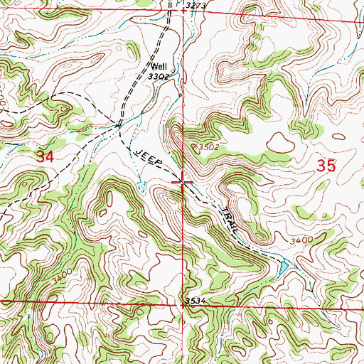 Topographic Map of 01S42E35CBBC01 Well, MT