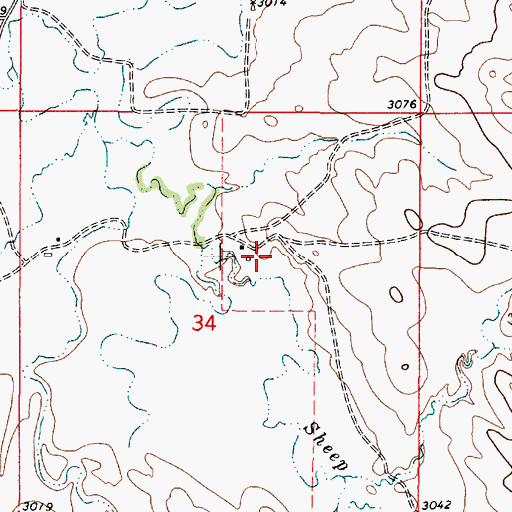 Topographic Map of 01S51E34ABCC01 Well, MT