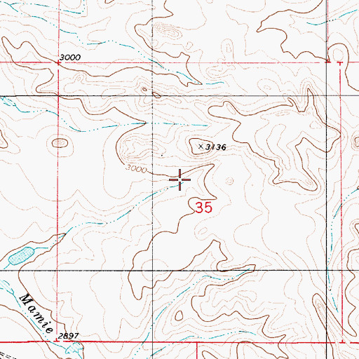 Topographic Map of 01S54E35BDD_01 Well, MT