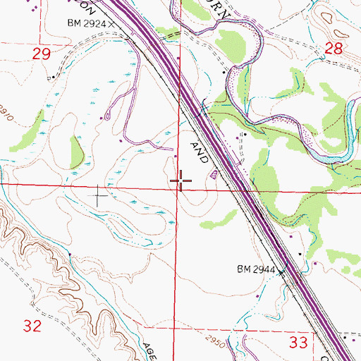 Topographic Map of 01S34E28CCCC01 Well, MT
