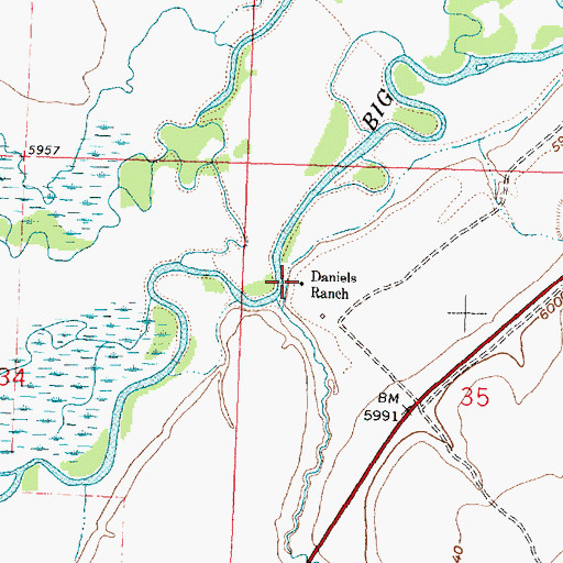 Topographic Map of 01S15W35BCAB01 Well, MT