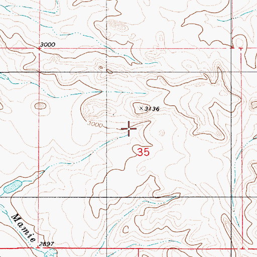 Topographic Map of 01S54E35BDDA01 Well, MT