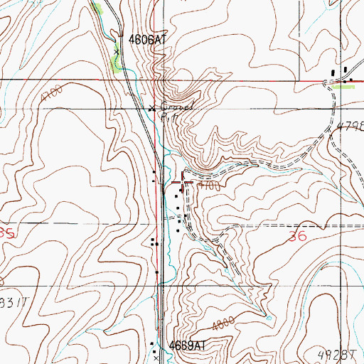 Topographic Map of 01S03E36BCCD01 Well, MT