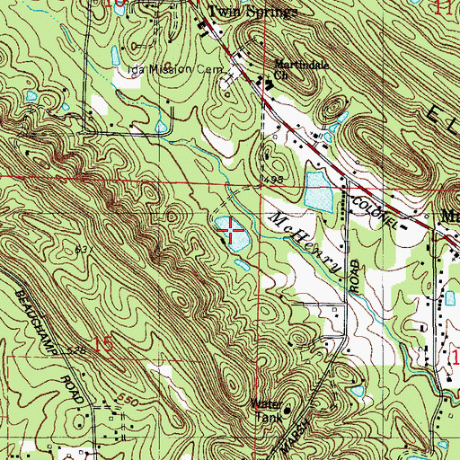 Topographic Map of Green Bear Lake, AR
