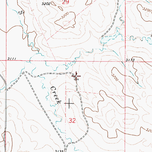 Topographic Map of 01S52E32ABCA01 Well, MT