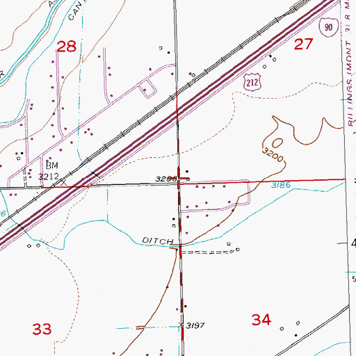 Topographic Map of 01S25E27CCCC01 Well, MT