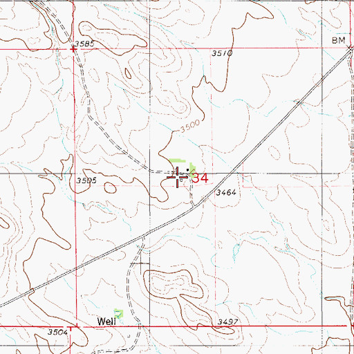 Topographic Map of 01S57E34BDD_02 Well, MT