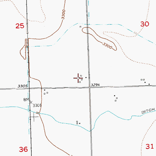 Topographic Map of 01S24E25DDDC01 Well, MT