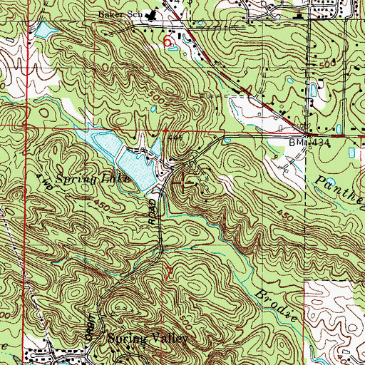 Topographic Map of Lower Spring Lake, AR