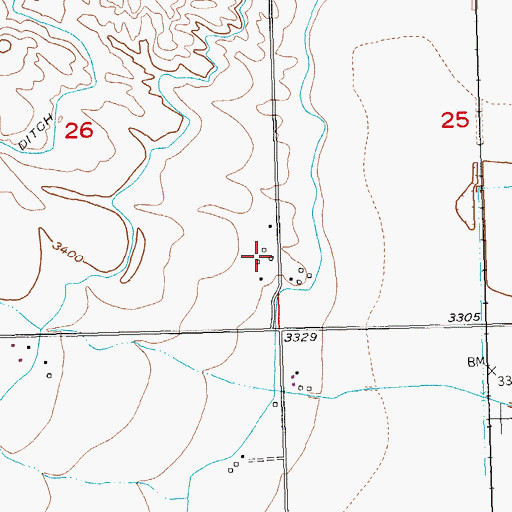 Topographic Map of 01S24E26DDAA01 Well, MT