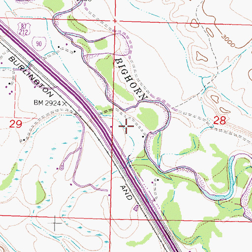 Topographic Map of 01S34E28CBBA01 Well, MT