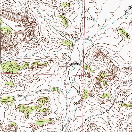 Topographic Map of 01S45E25DDCA01 Well, MT