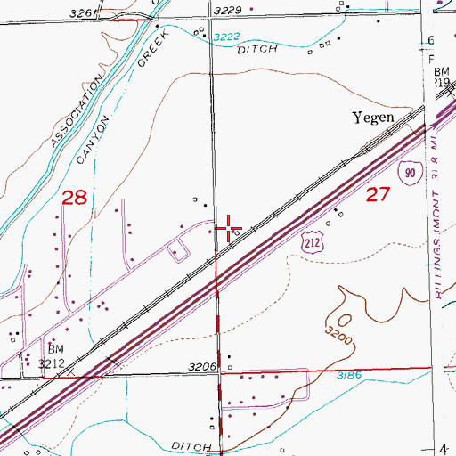 Topographic Map of 01S25E27CBBC01 Well, MT