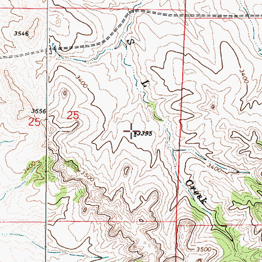 Topographic Map of 01S49E25DABC01 Well, MT