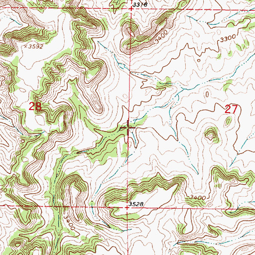 Topographic Map of 01S42E27CBBC01 Well, MT