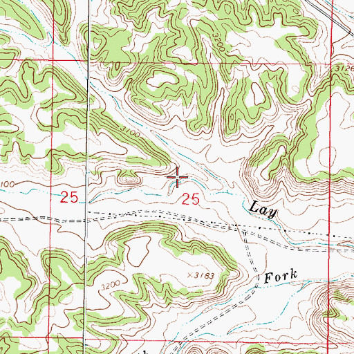 Topographic Map of 01S43E25BDDA01 Spring, MT