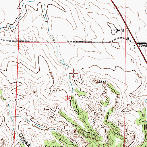 Topographic Map of 01S50E30ACBB01 Well, MT