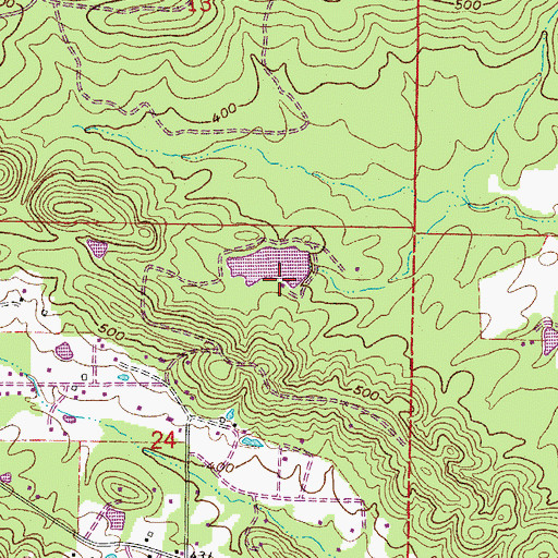 Topographic Map of Ginger Hill Lake Dam, AR