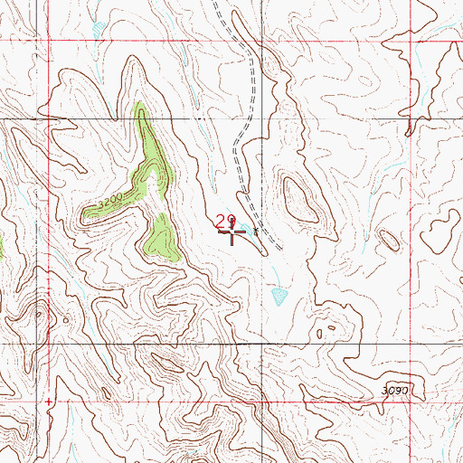 Topographic Map of 01S55E29DBBA01 Well, MT