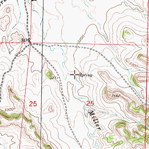 Topographic Map of 01S42E25BDAB01 Spring, MT