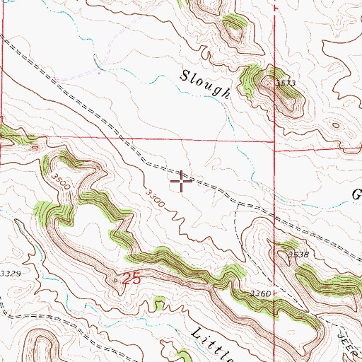 Topographic Map of 01S40E25ABDB01 Well, MT