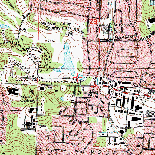 Topographic Map of Pleasant Valley Country Club Lake, AR