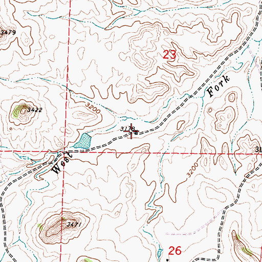 Topographic Map of 01S42E23CDCA01 Well, MT