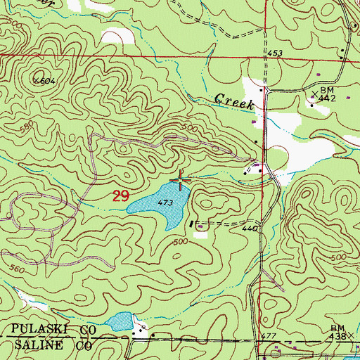 Topographic Map of Pine Crest Lake Dam, AR