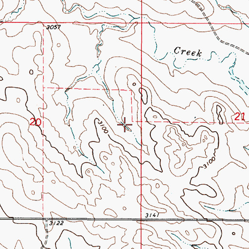 Topographic Map of 01S51E20DAAA01 Well, MT
