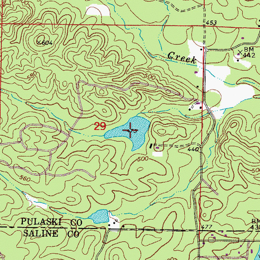 Topographic Map of Pine Crest Lake, AR