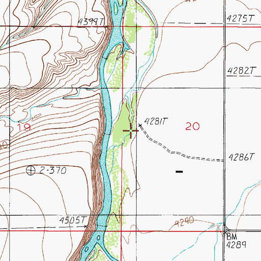 Topographic Map of 01S02E20CBBA01 Well, MT