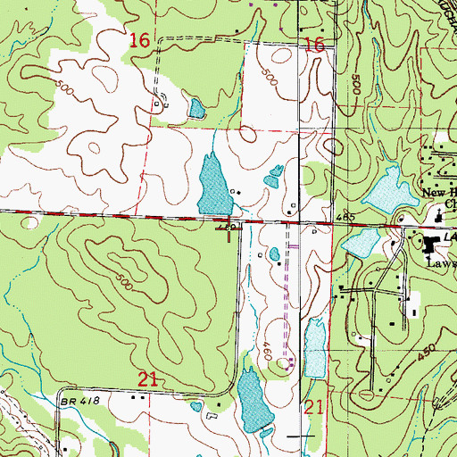 Topographic Map of Glover Lake Dam, AR