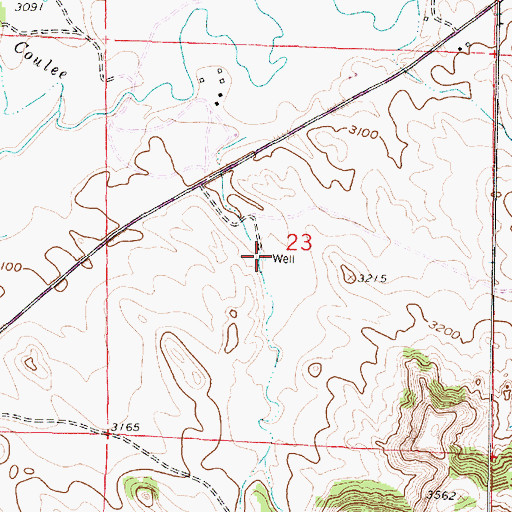 Topographic Map of 01S41E23CAAB01 Well, MT