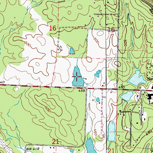 Topographic Map of Glover Lake, AR