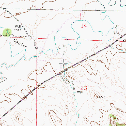 Topographic Map of 01S41E23BDBB01 Well, MT