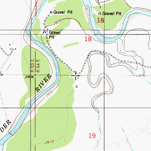 Topographic Map of 01S54E19BABA01 Well, MT
