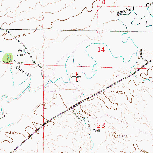Topographic Map of 01S41E23BABC01 Well, MT