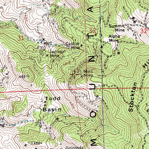Topographic Map of Mint Mine, AZ