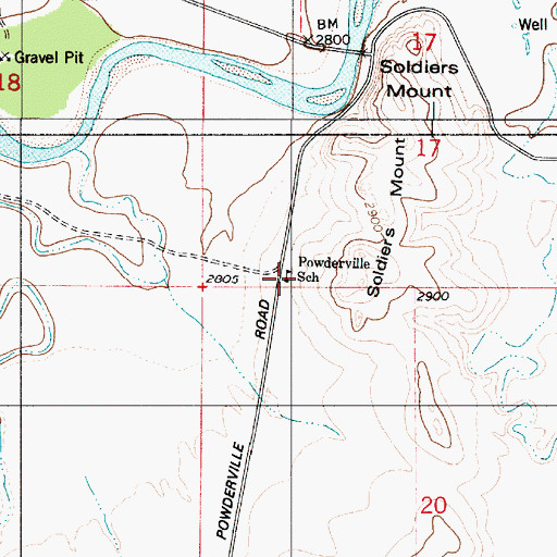 Topographic Map of 01S54E17CCAC01 Well, MT