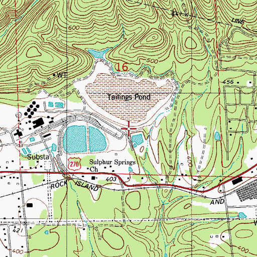 Topographic Map of Tailings Pond, AR