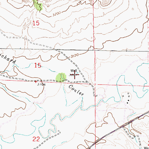 Topographic Map of 01S41E15DDCA01 Well, MT