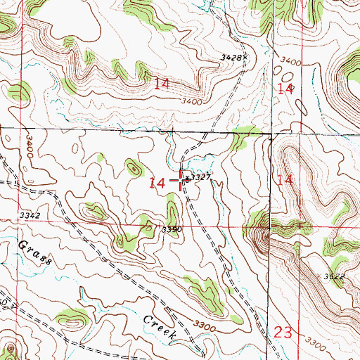 Topographic Map of 01S40E14DCBD01 Well, MT