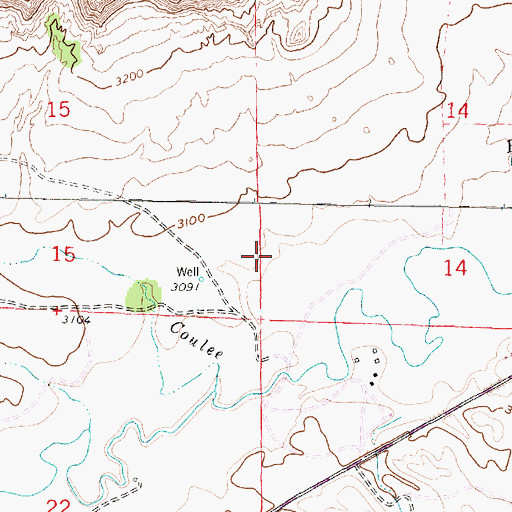 Topographic Map of 01S41E14CCCB01 Well, MT