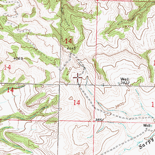Topographic Map of 01S38E14DADB01 Well, MT