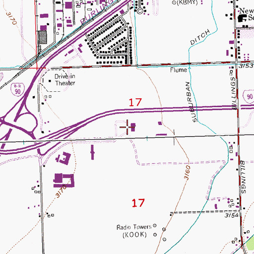 Topographic Map of 01S26E17BDAA01 Well, MT