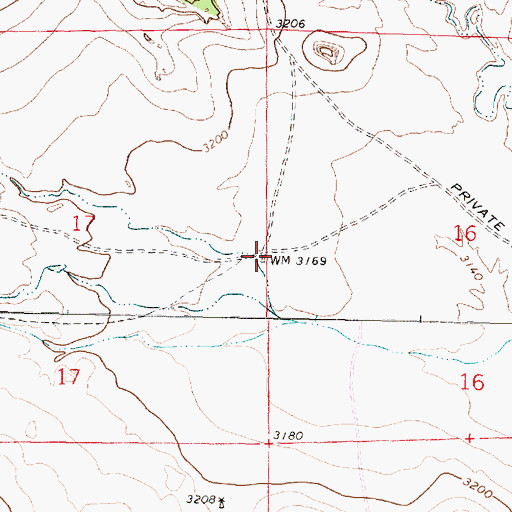Topographic Map of 01S41E17DAAA01 Well, MT