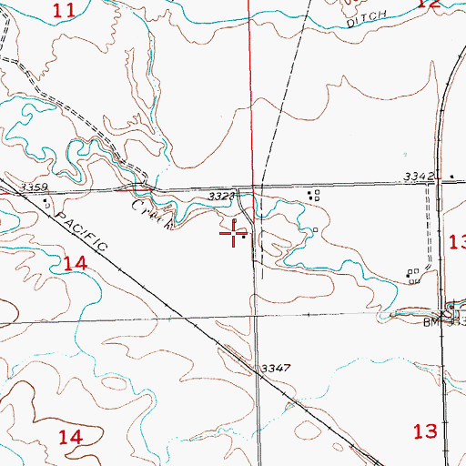Topographic Map of 01S24E14AAAD01 Well, MT